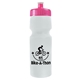 aerial view a frost bottle & hot pink lid 24 oz venture bike white water bottle, image 1 of 2