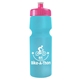 a translucent light blue bottle & hot pink lid 24 oz venture bike white water bottle
