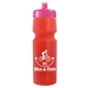 a translucent red bottle & hot pink lid 24 oz venture bike white water bottle