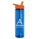 a translucent blue bottle & orange lid slim water bottle