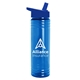 aerial view a translucent blue bottle & royal blue lid slim water bottle, image 1 of 2