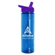 a translucent blue bottle & violet lid slim water bottle