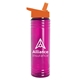 a translucent fuschia bottle & orange lid slim water bottle
