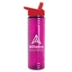 a translucent fuschia bottle & red lid slim water bottle