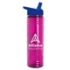 a translucent fuschia bottle & royal blue lid slim water bottle