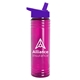 a translucent fuschia bottle & violet lid slim water bottle
