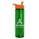 a translucent green bottle & orange lid slim water bottle
