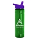 a translucent green bottle & violet lid slim water bottle