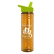 a translucent orange bottle & lime green lid slim water bottle