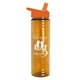 aerial view a translucent orange bottle & orange lid slim water bottle, image 1 of 2