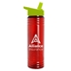 a translucent red bottle & lime green lid slim water bottle