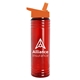 a translucent red bottle & orange lid slim water bottle