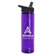 aerial view a translucent violet bottle & black lid slim water bottle, image 1 of 2