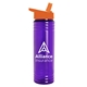 a translucent violet bottle & orange lid slim water bottle