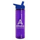 a translucent violet bottle & royal blue lid slim water bottle