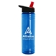 a translucent blue bottle & black/red lid slim water bottle