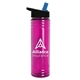 a translucent fuschia bottle & black/blue lid slim water bottle