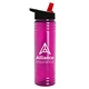 a translucent fuschia bottle & black/red lid slim water bottle