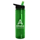 a translucent green bottle & black/green lid slim water bottle