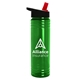 a translucent green bottle & black/red lid slim water bottle