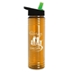 a translucent orange bottle & black/green lid slim water bottle