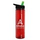 a translucent red bottle & black/green lid slim water bottle