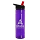 a translucent violet bottle & black/red lid slim water bottle