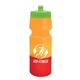 aerial view a lime green lid & orange/red bottle 24 oz cool color changing sports bottle, image 1 of 2