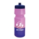 aerial view a navy blue lid & pink/violet bottle 24 oz cool color changing sports bottle, image 1 of 2