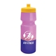 aerial view a yellow lid & pink/violet bottle 24 oz cool color changing sports bottle, image 1 of 2