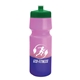 aerial view a green lid & pink/violet bottle 24 oz cool color changing sports bottle, image 1 of 2