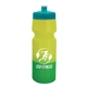 aerial view a teal lid & yellow/green bottle 24 oz cool color changing sports bottle, image 1 of 2