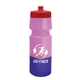 aerial view a red lid & pink/violet bottle 24 oz cool color changing sports bottle, image 1 of 2