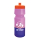 aerial view a orange lid & pink/violet bottle 24 oz cool color changing sports bottle, image 1 of 2