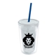 a clear bottle & frost lid & translucent blue straw 16 oz double - wall insulated transparent tumbler