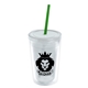 a clear bottle & frost lid & translucent green straw 16 oz double - wall insulated transparent tumbler