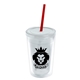 a clear bottle & frost lid & translucent red straw 16 oz double - wall insulated transparent tumbler