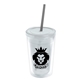 a clear bottle & frost lid & smoke straw 16 oz double - wall insulated transparent tumbler