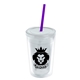 a clear bottle & frost lid & translucent violet straw 16 oz double - wall insulated transparent tumbler