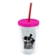 a clear bottle & translucent pink lid & translucent red straw 16 oz double - wall insulated transparent tumbler