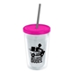 a clear bottle & translucent pink lid & smoke straw 16 oz double - wall insulated transparent tumbler