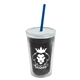 a smoke bottle & frost lid & translucent blue straw 16 oz double - wall insulated transparent tumbler