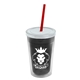 a smoke bottle & frost lid & translucent red straw 16 oz double - wall insulated transparent tumbler