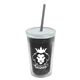 a smoke bottle & frost lid & smoke straw 16 oz double - wall insulated transparent tumbler