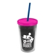 a smoke bottle & translucent pink lid & translucent blue straw 16 oz double - wall insulated transparent tumbler