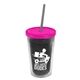 a smoke bottle & translucent pink lid & smoke straw 16 oz double - wall insulated transparent tumbler
