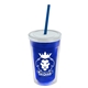 a translucent blue bottle & frost lid & translucent blue straw 16 oz double - wall insulated transparent tumbler