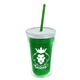 a translucent green bottle & frost lid & translucent green straw 16 oz double - wall insulated transparent tumbler