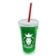 a translucent green bottle & frost lid & translucent red straw 16 oz double - wall insulated transparent tumbler