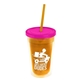 a translucent orange bottle & frost lid & translucent orange straw 16 oz double - wall insulated transparent tumbler